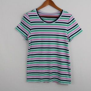 J. Crew Green, Blue, and Pink Striped Top